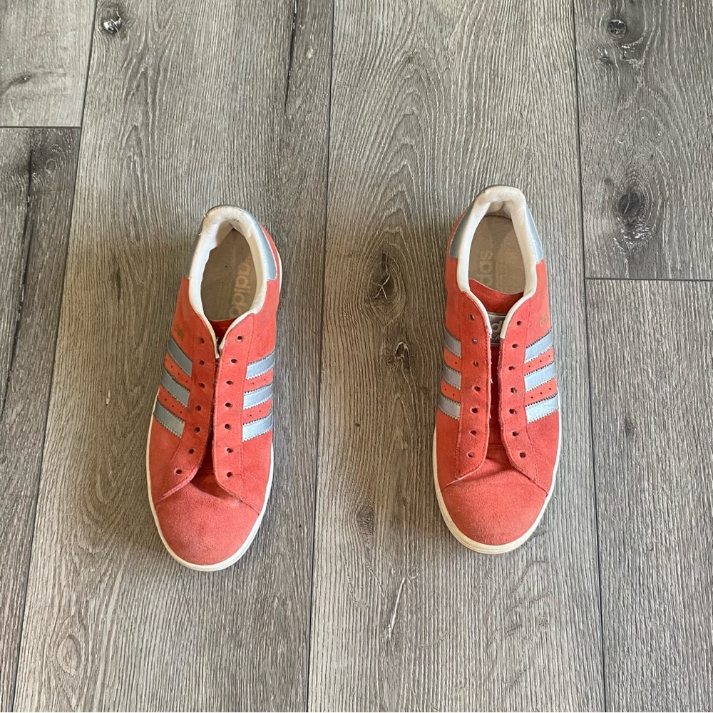 Adidas Scarlet and Silver Sneakers